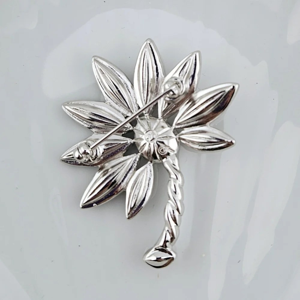 Swarovski pink blue and purple flower brooch/pin